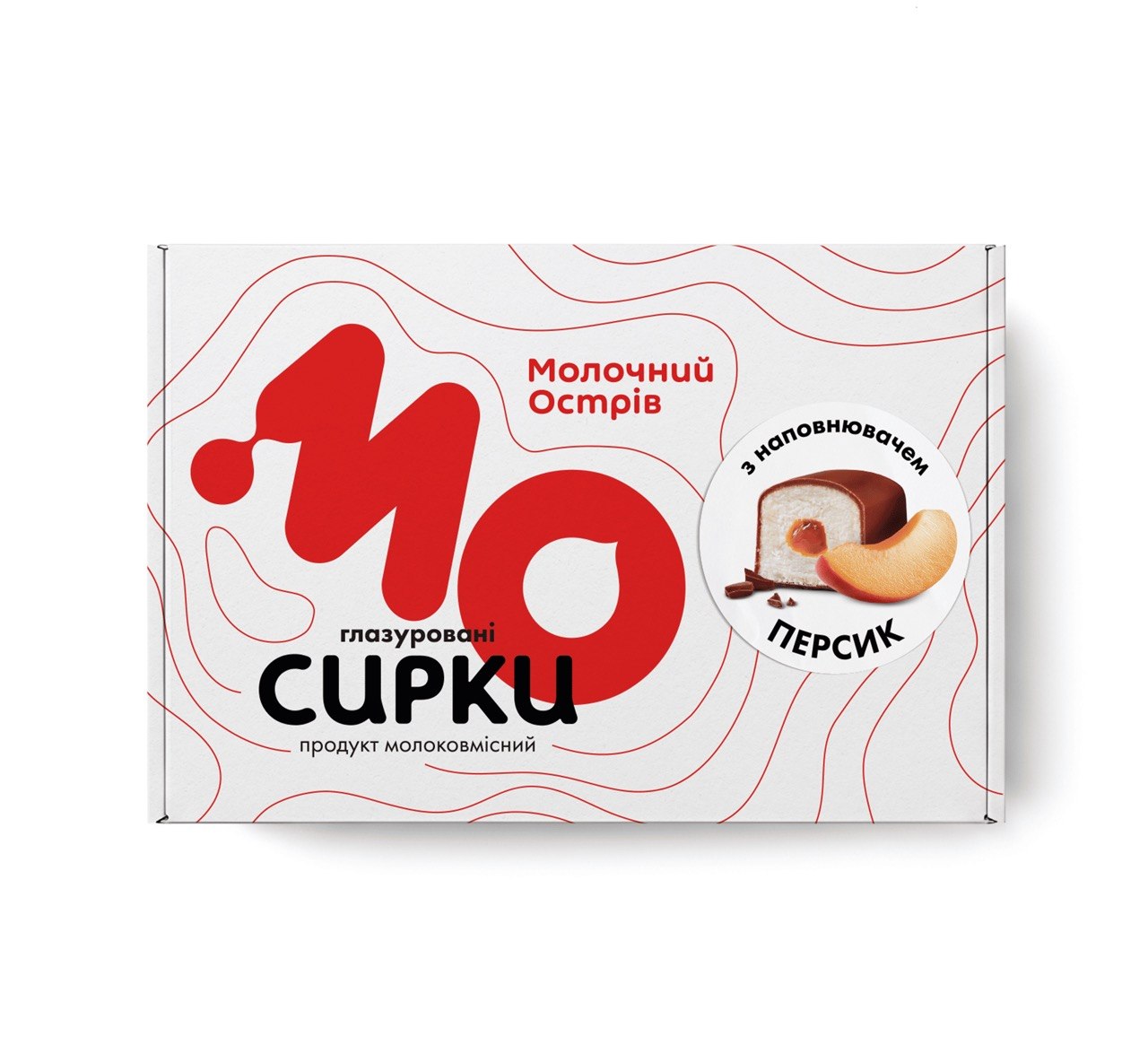 Сирок глазурований Молочний Острів молоковмісний з цукром та наповнювачем персик 500 гр